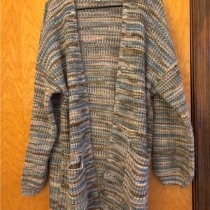 American Eagle Outfitters Blue and Gray Cardigan Sweater